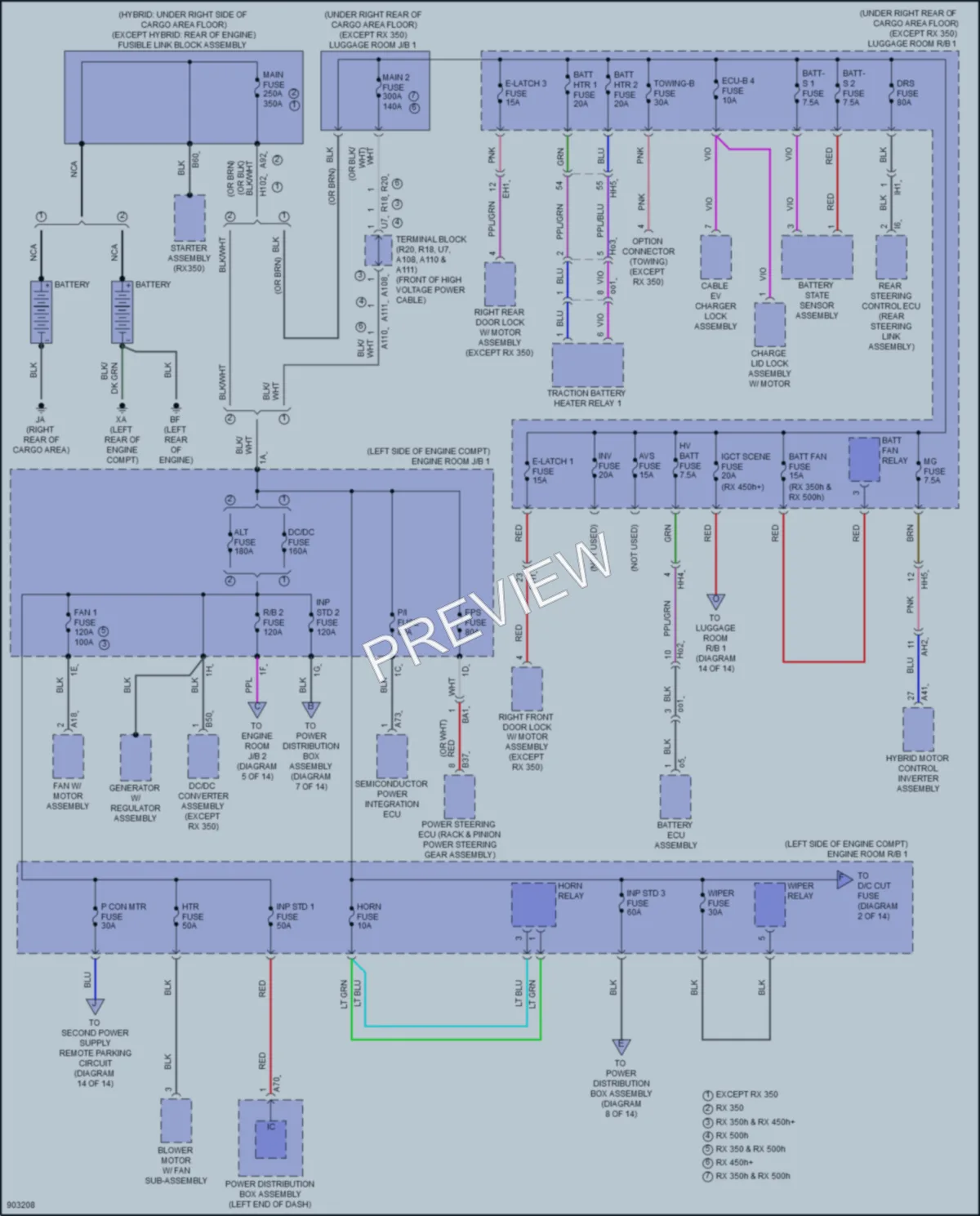 2025 Lexus RX450h Power Distribution wiring diagram preview