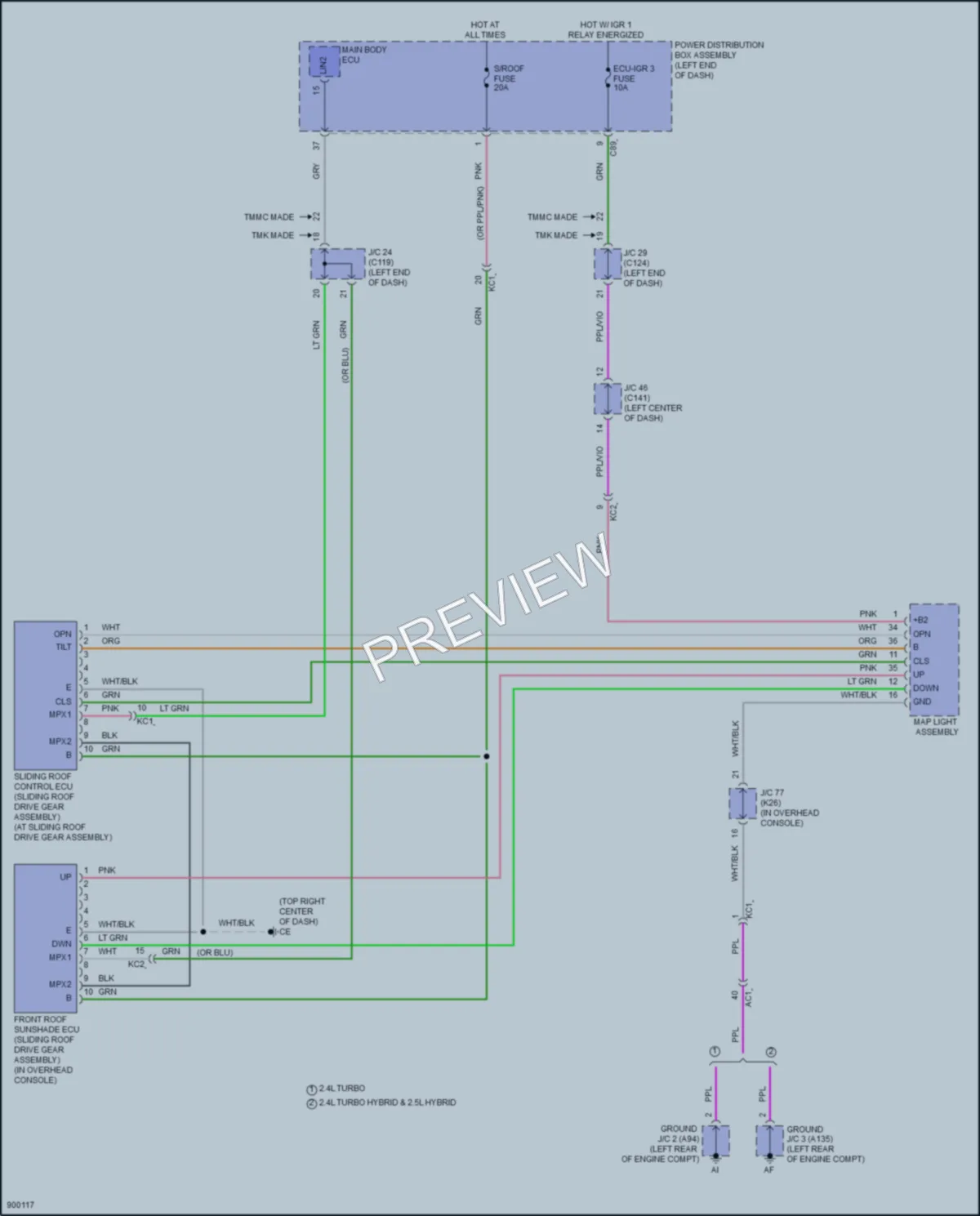 2025 Lexus RX450h Power Top Sunroof wiring diagram preview