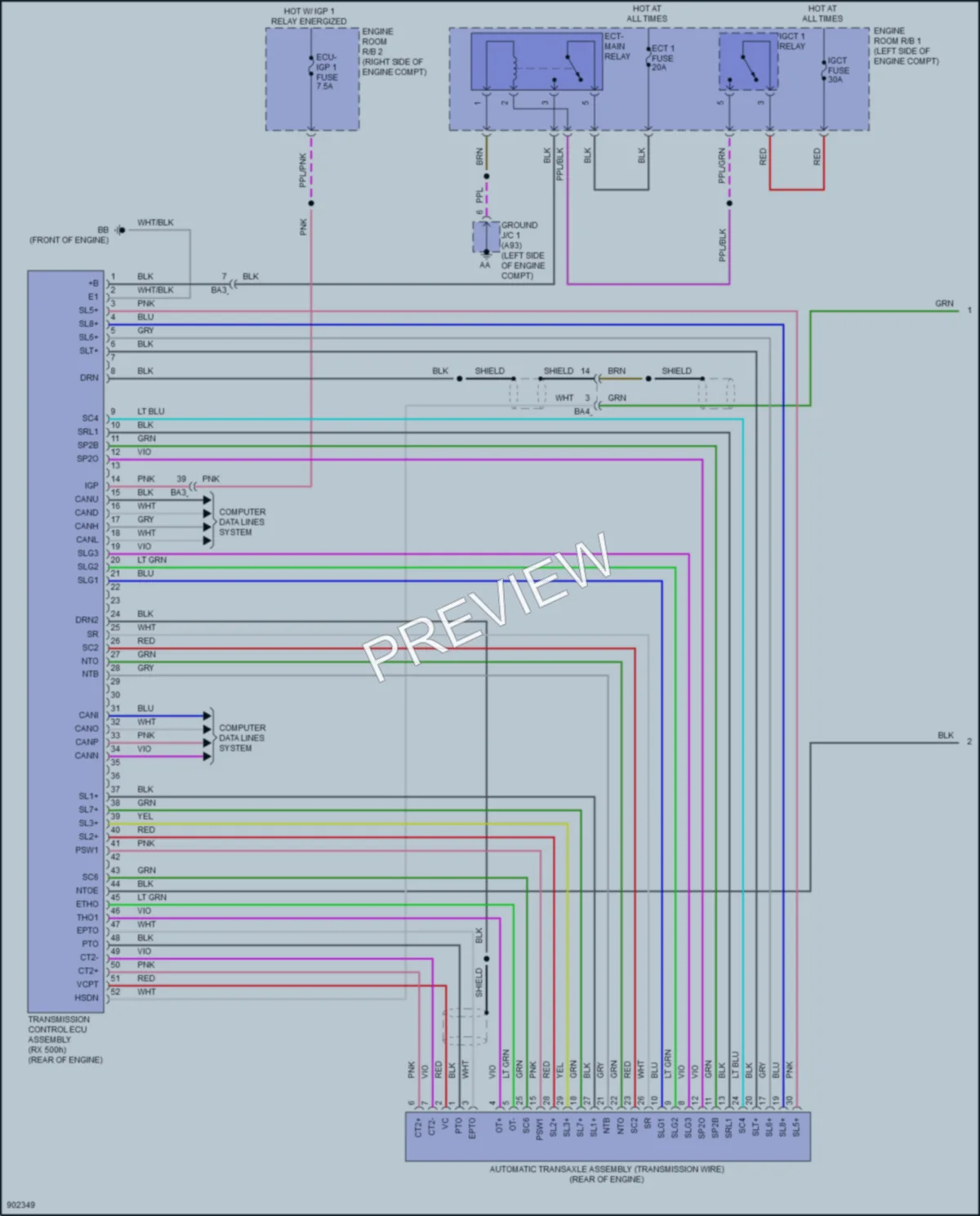 2025 Lexus RX450h Transmission wiring diagram preview
