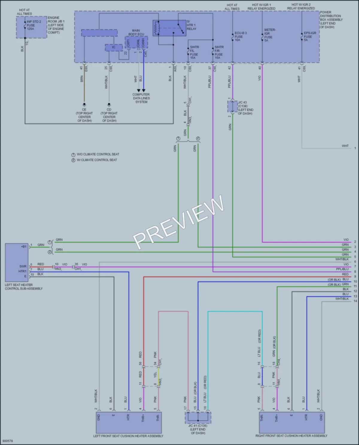 2025 Lexus RX500h Power Seats wiring diagram preview