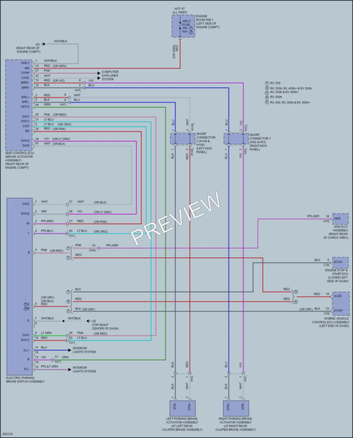 2025 Lexus RX500h Shift Interlock wiring diagram preview