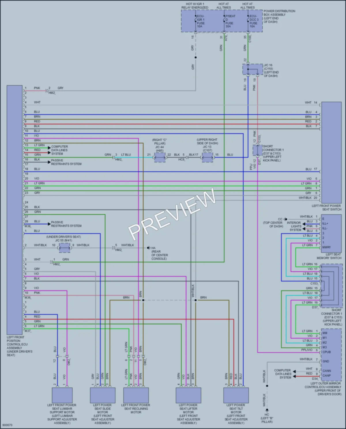 2025 Lexus RZ300e Memory Systems wiring diagram preview