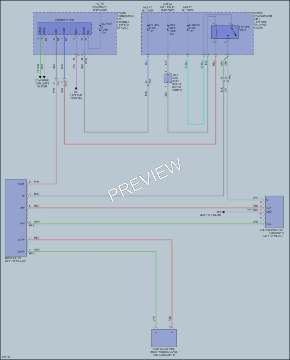 2025 Lexus RZ300e Power Top Sunroof wiring diagram preview