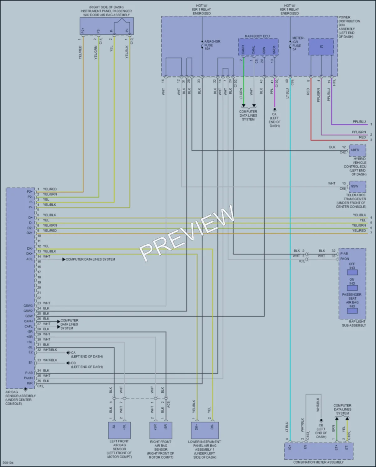 2025 Lexus RZ300e Supplemental Restraints wiring diagram preview