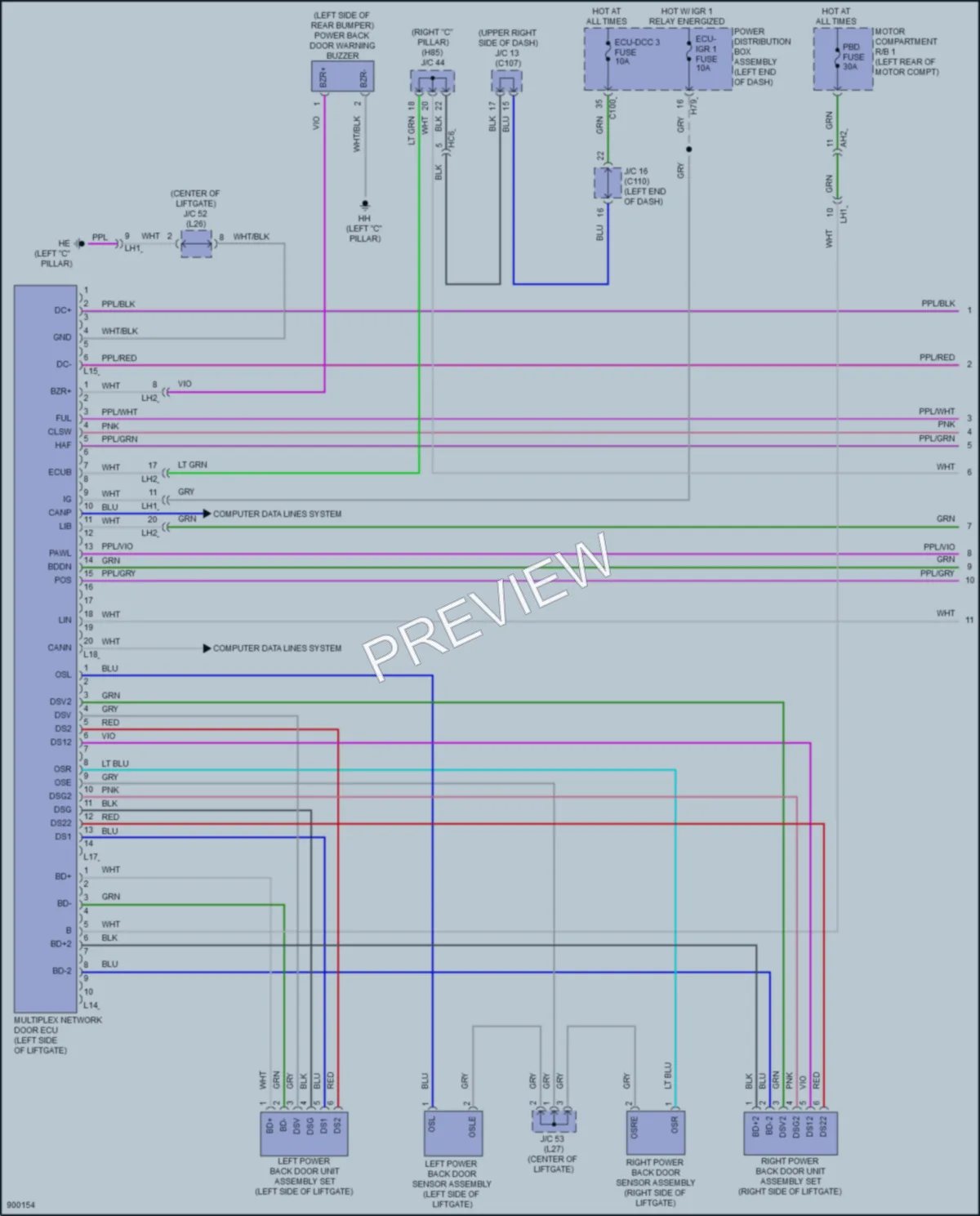 2025 Lexus RZ300e Trunk Tailgate Fuel Door wiring diagram preview