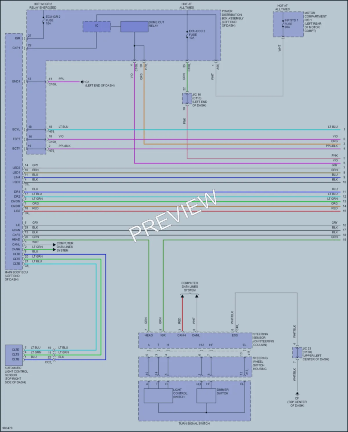 2025 Lexus RZ450e Interior Lights wiring diagram preview