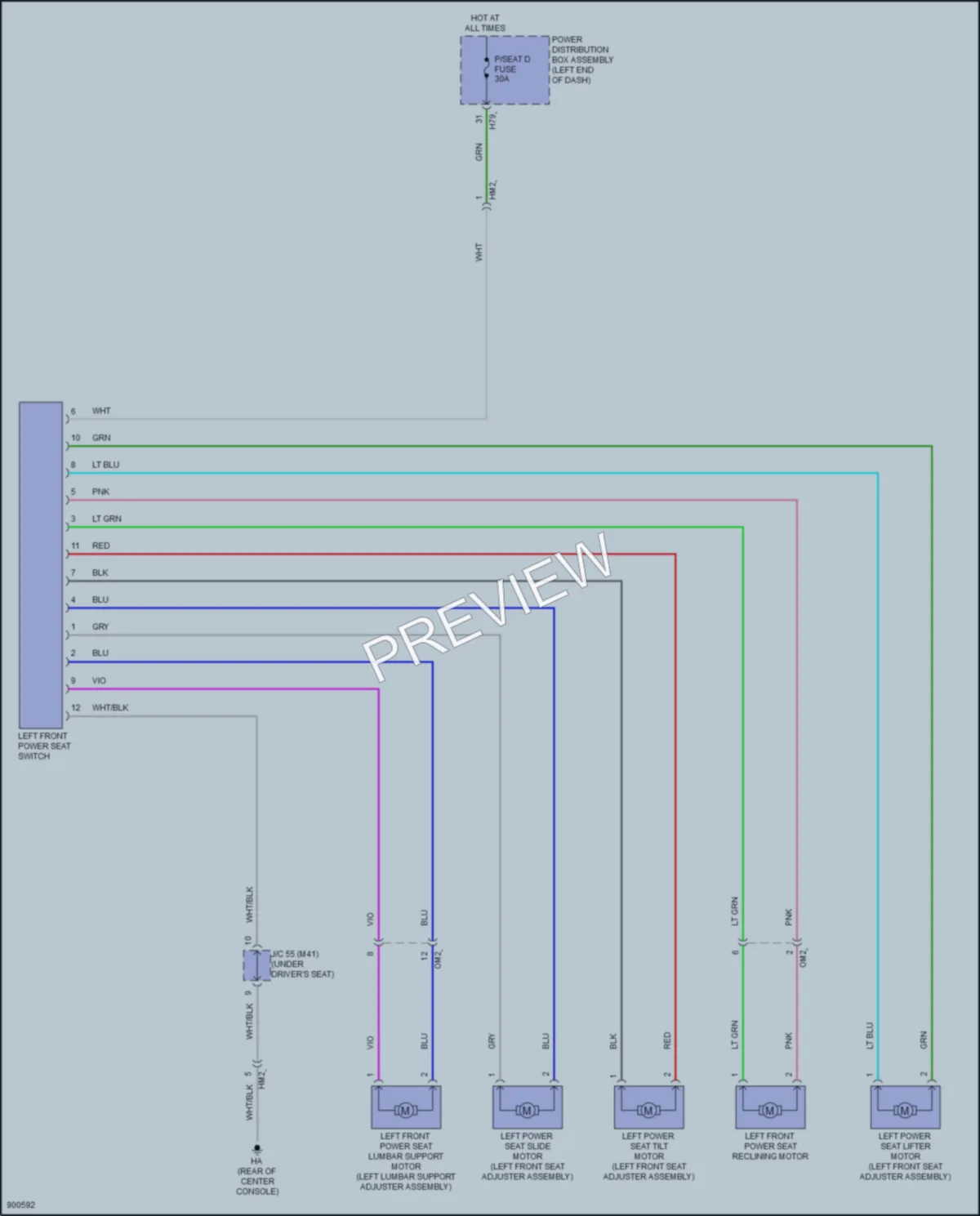 2025 Lexus RZ450e Power Seats wiring diagram preview
