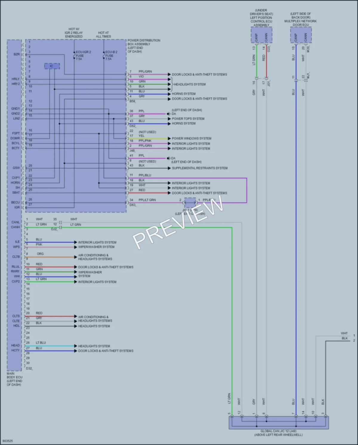 2025 Lexus TX500h Body Control Modules wiring diagram preview
