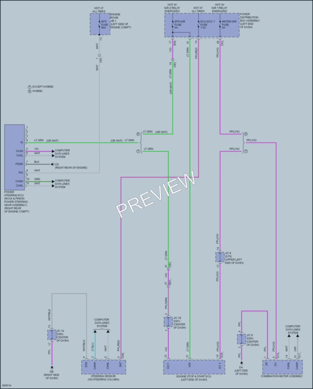 2025 Lexus TX500h Electronic Power Steering wiring diagram preview