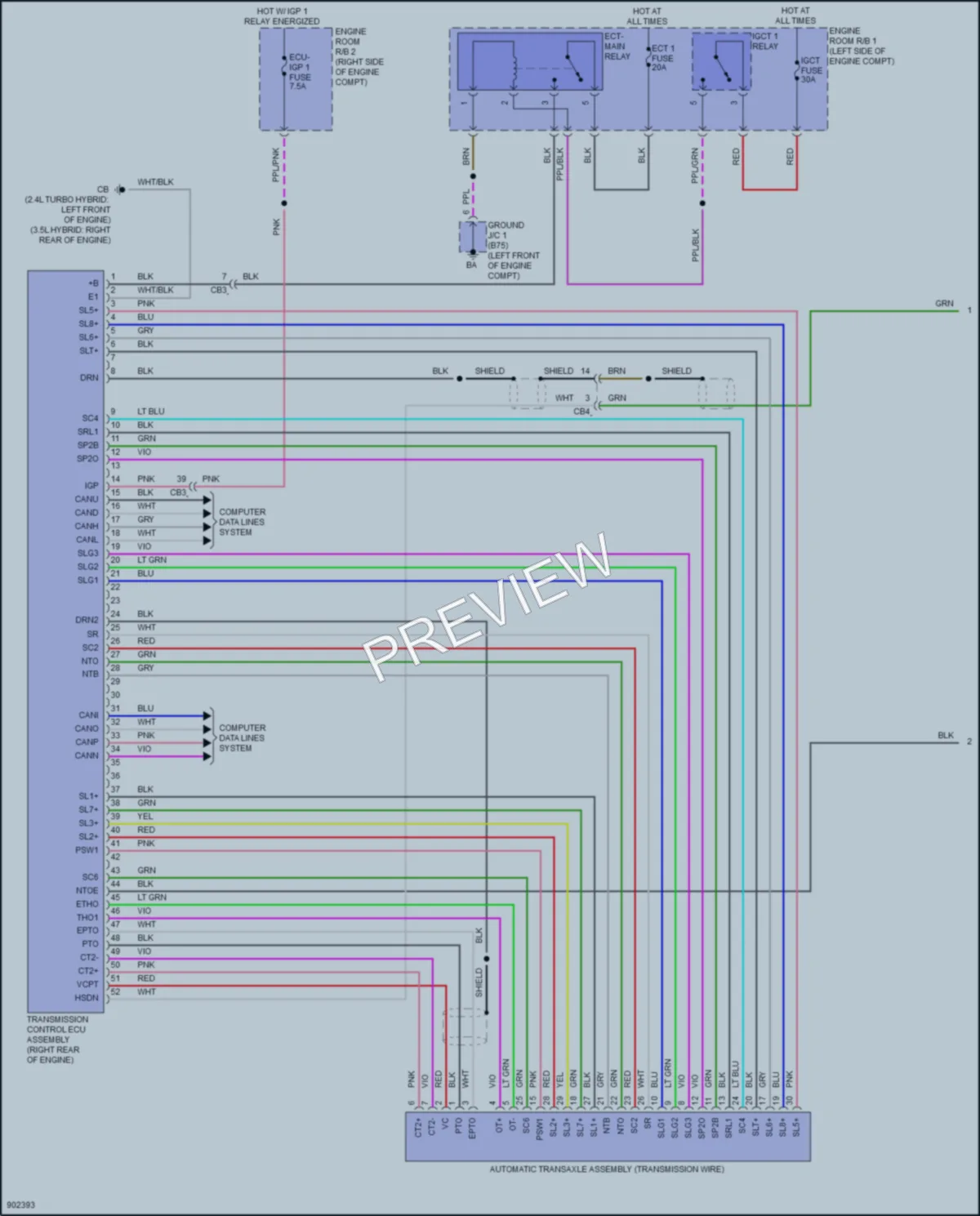 2025 Lexus TX500h Transmission wiring diagram preview