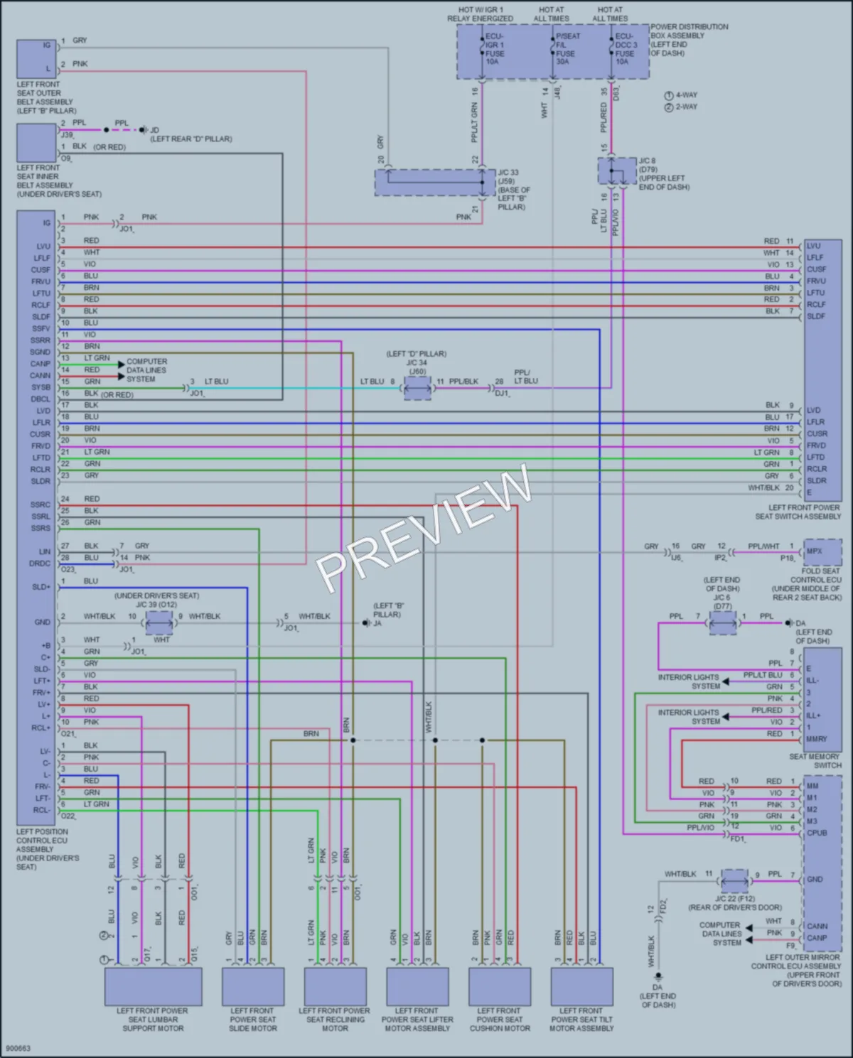 2025 Lexus TX550h Memory Systems wiring diagram preview