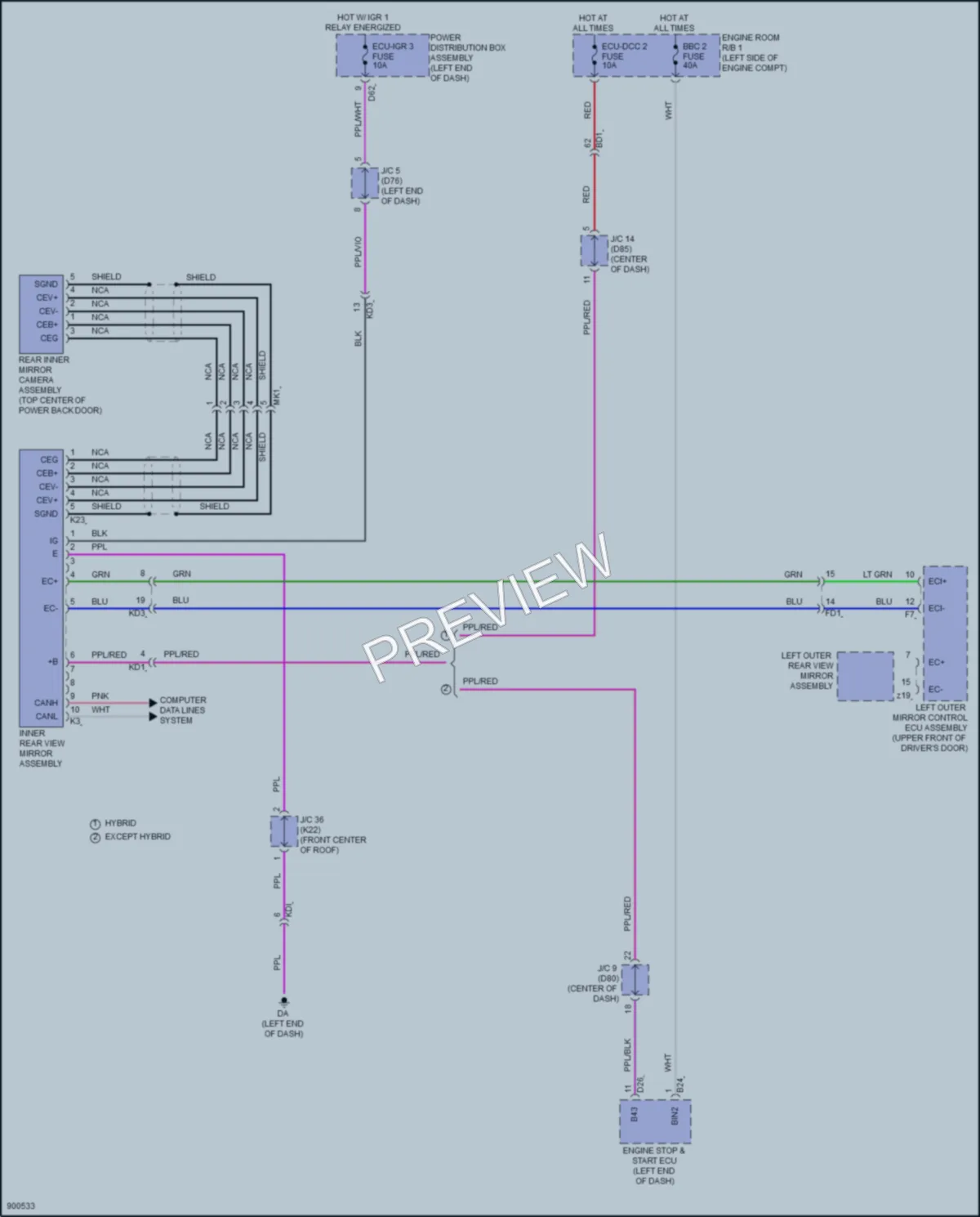 2025 Lexus TX550h Power Mirrors wiring diagram preview