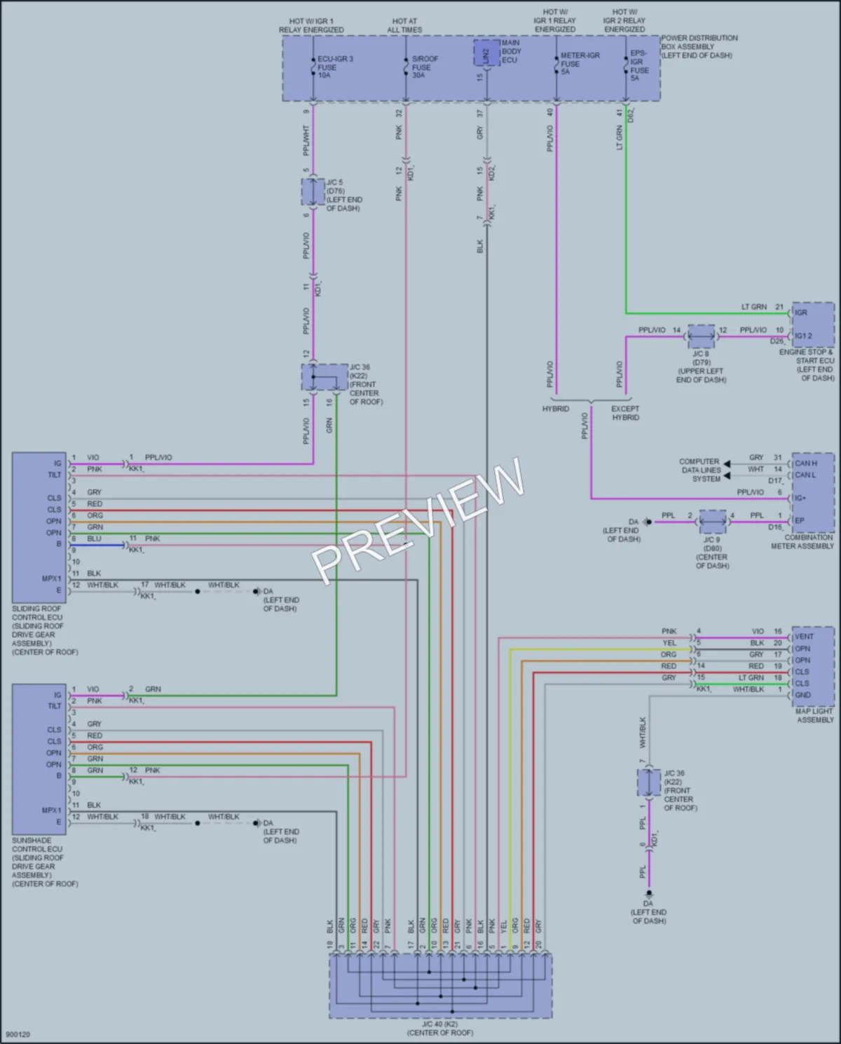 2025 Lexus TX550h Power Top Sunroof wiring diagram preview