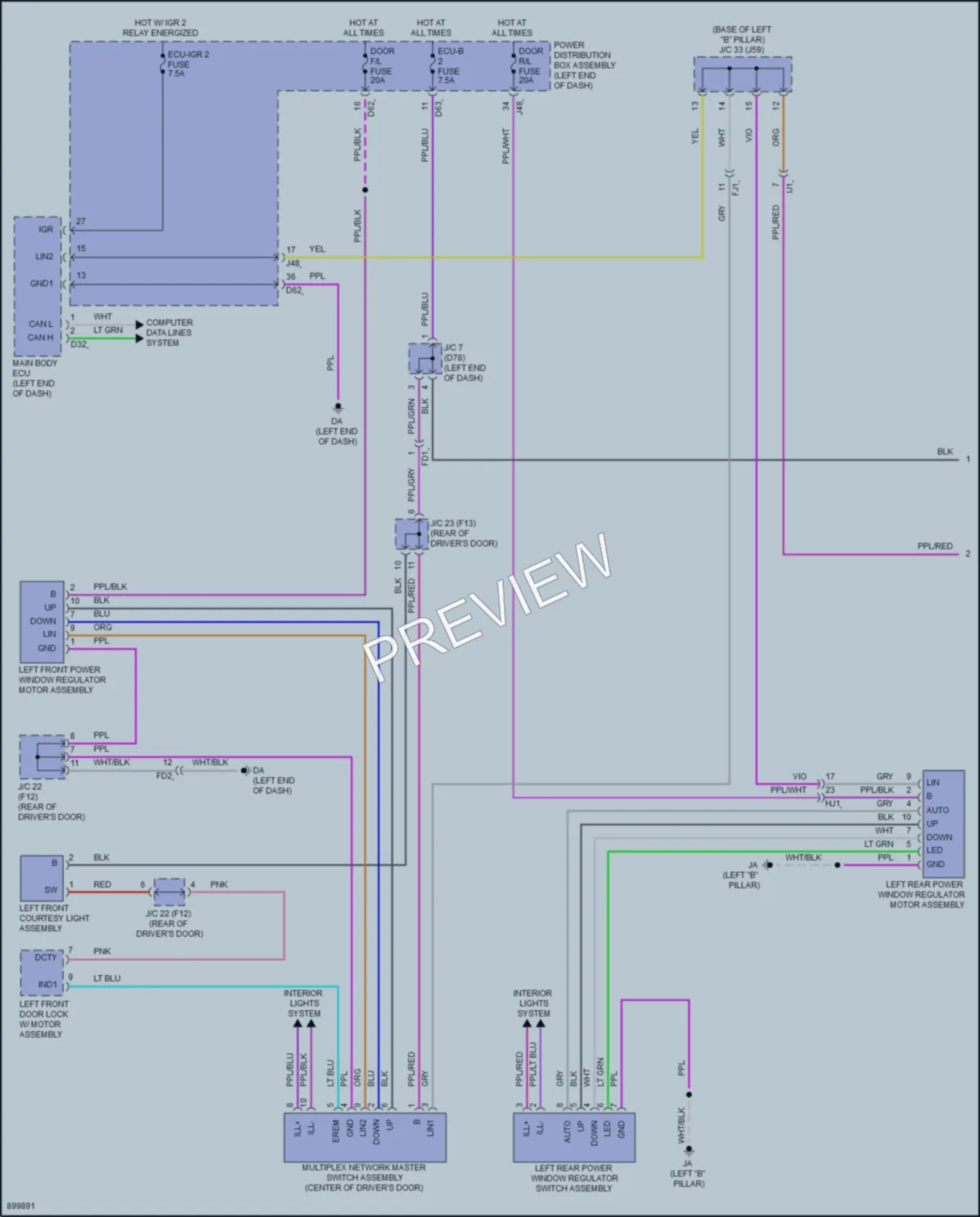 2025 Lexus TX550h Power Windows wiring diagram preview
