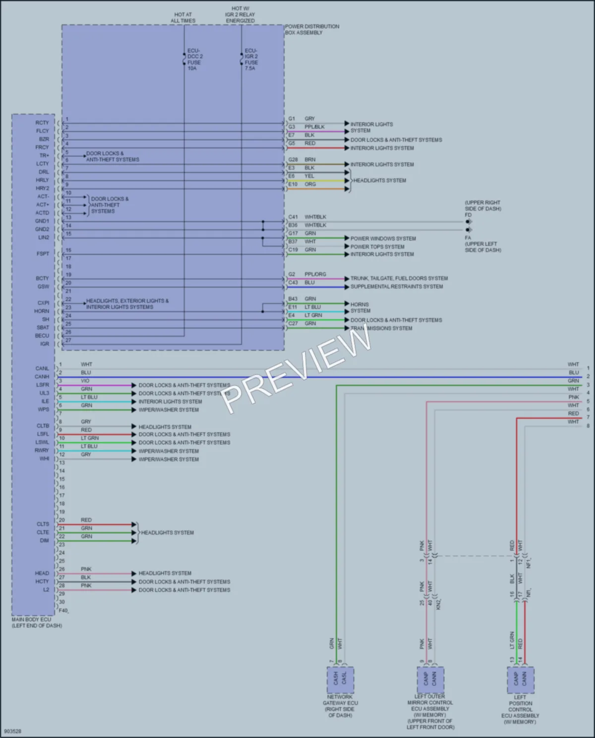 2025 Lexus UX300h Body Control Modules wiring diagram preview