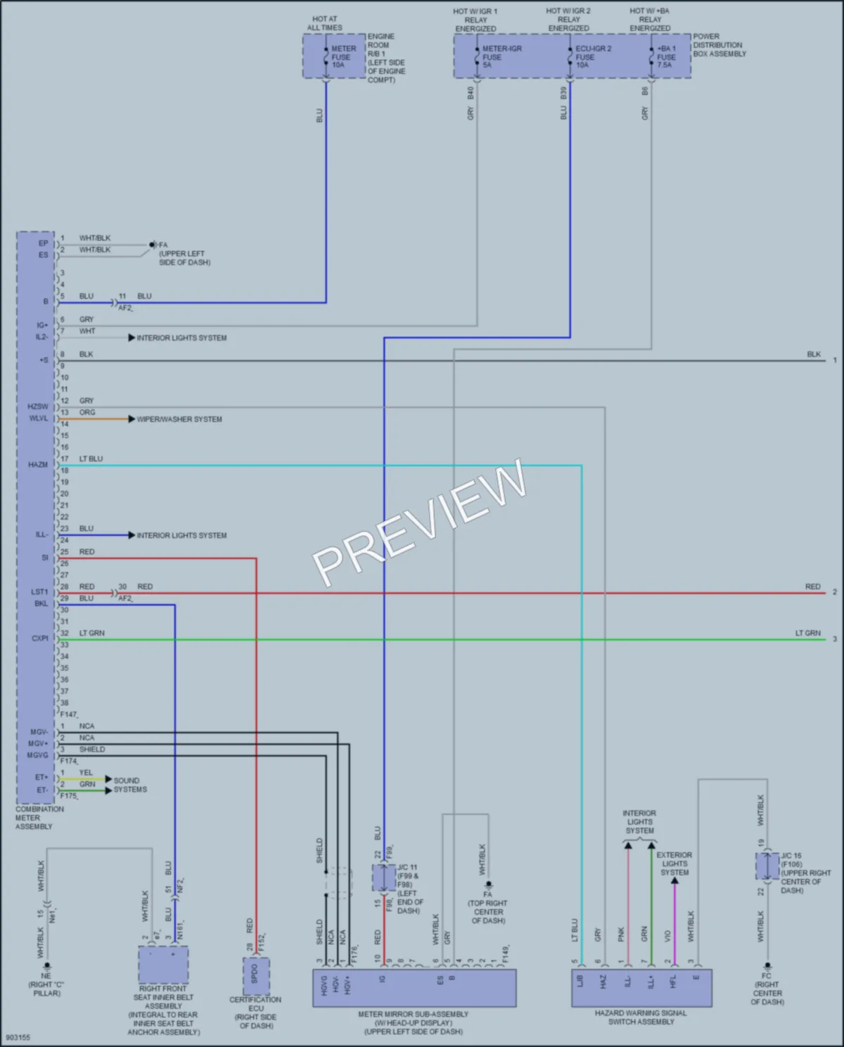 2025 Lexus UX300h Instrument Cluster wiring diagram preview