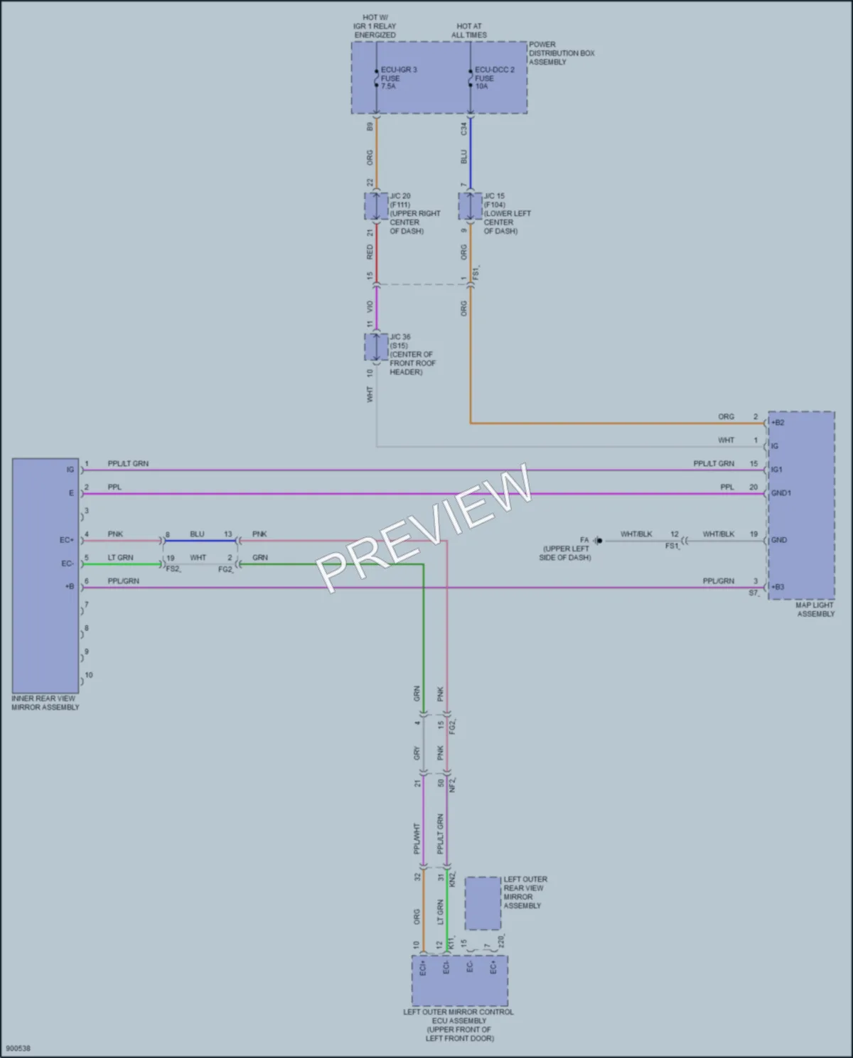 2025 Lexus UX300h Power Mirrors wiring diagram preview