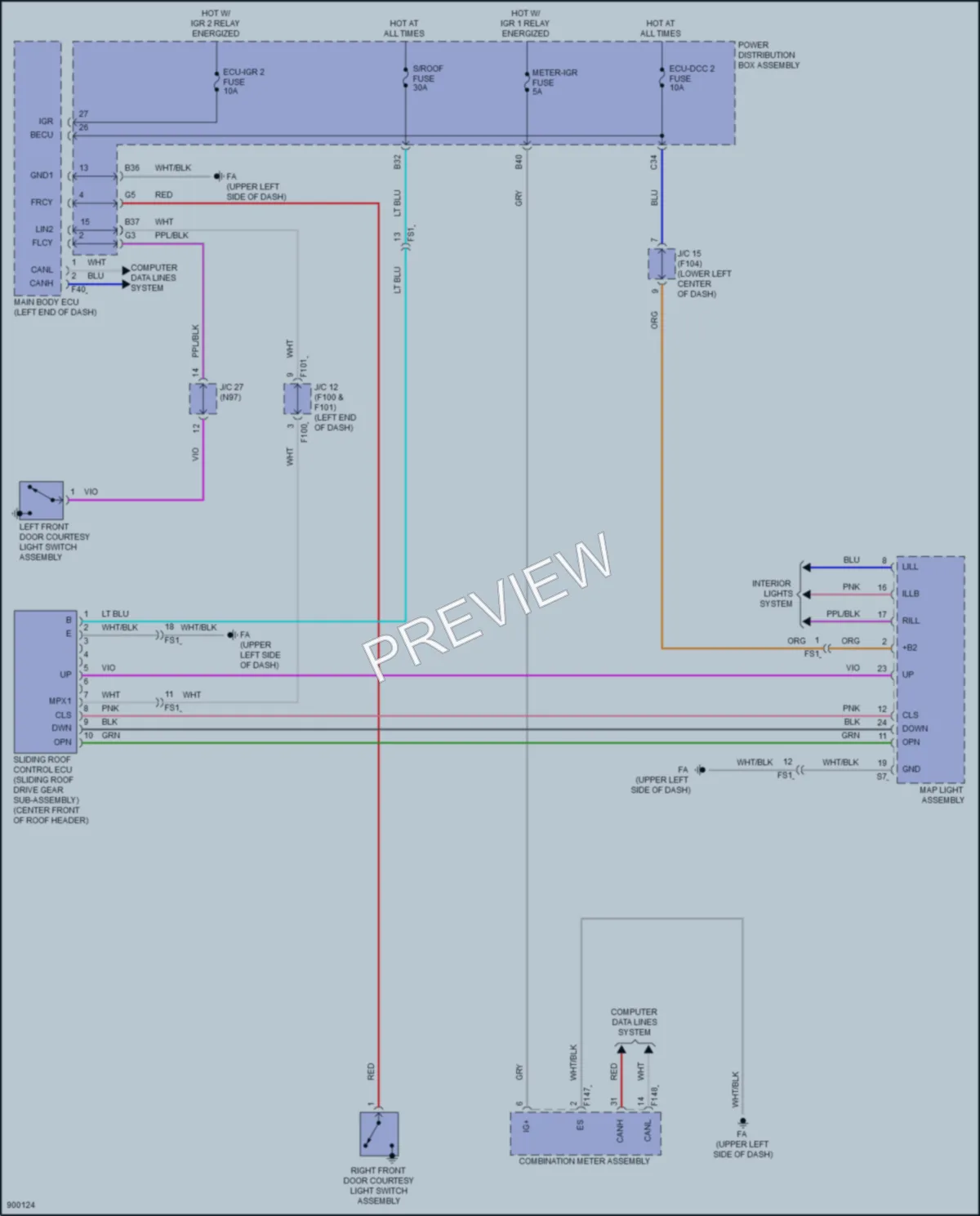 2025 Lexus UX300h Power Top Sunroof wiring diagram preview