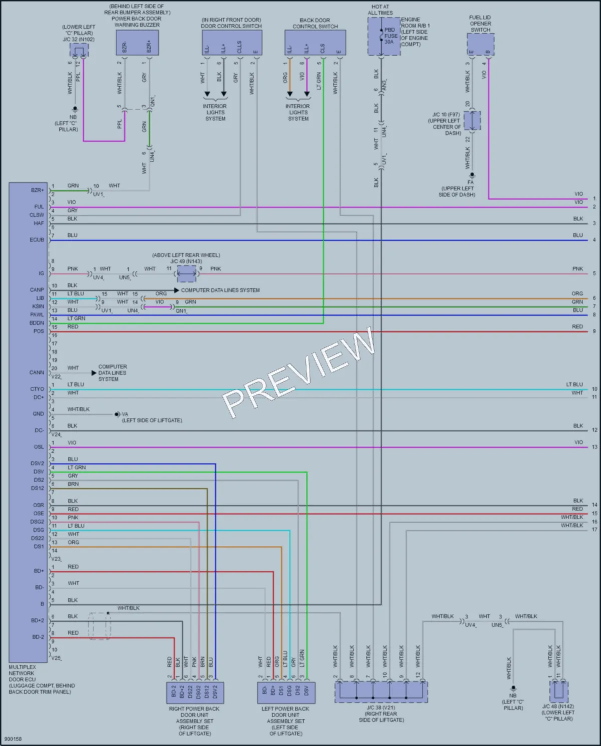 2025 Lexus UX300h Trunk Tailgate Fuel Door wiring diagram preview