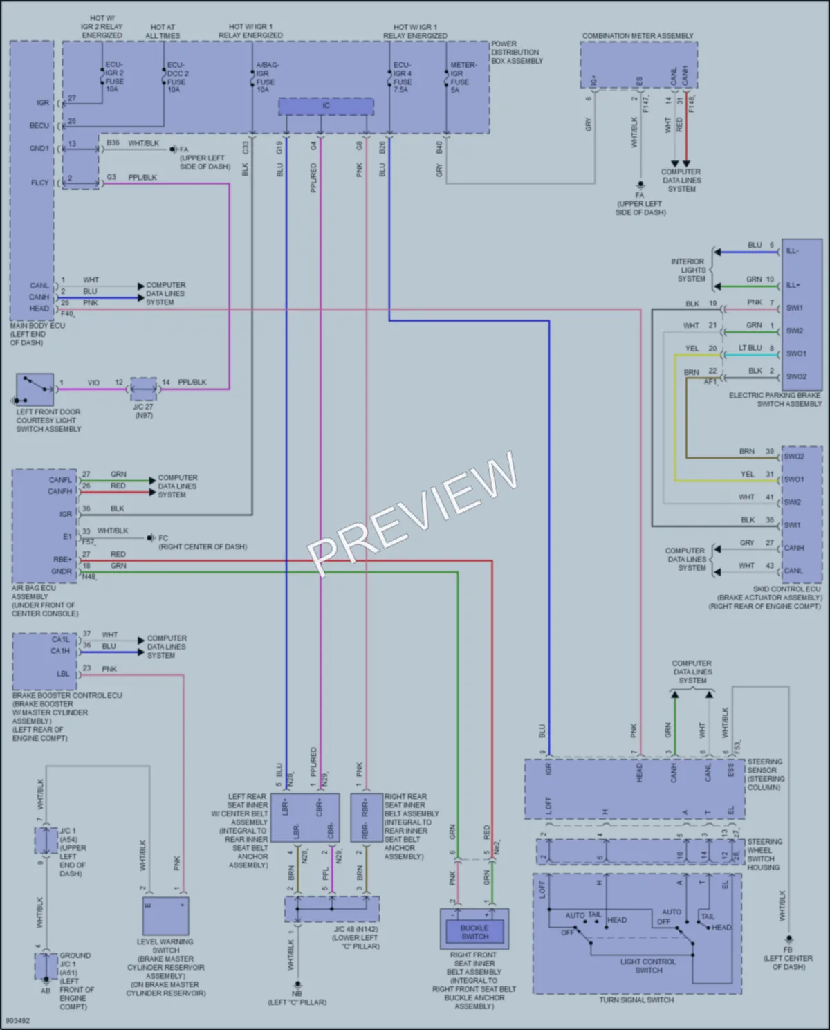 2025 Lexus UX300h Warning Systems wiring diagram preview