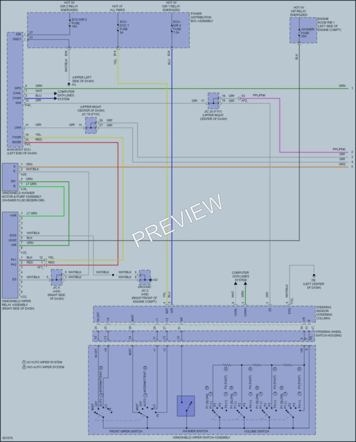 2025 Lexus UX300h Wiper Washer wiring diagram preview