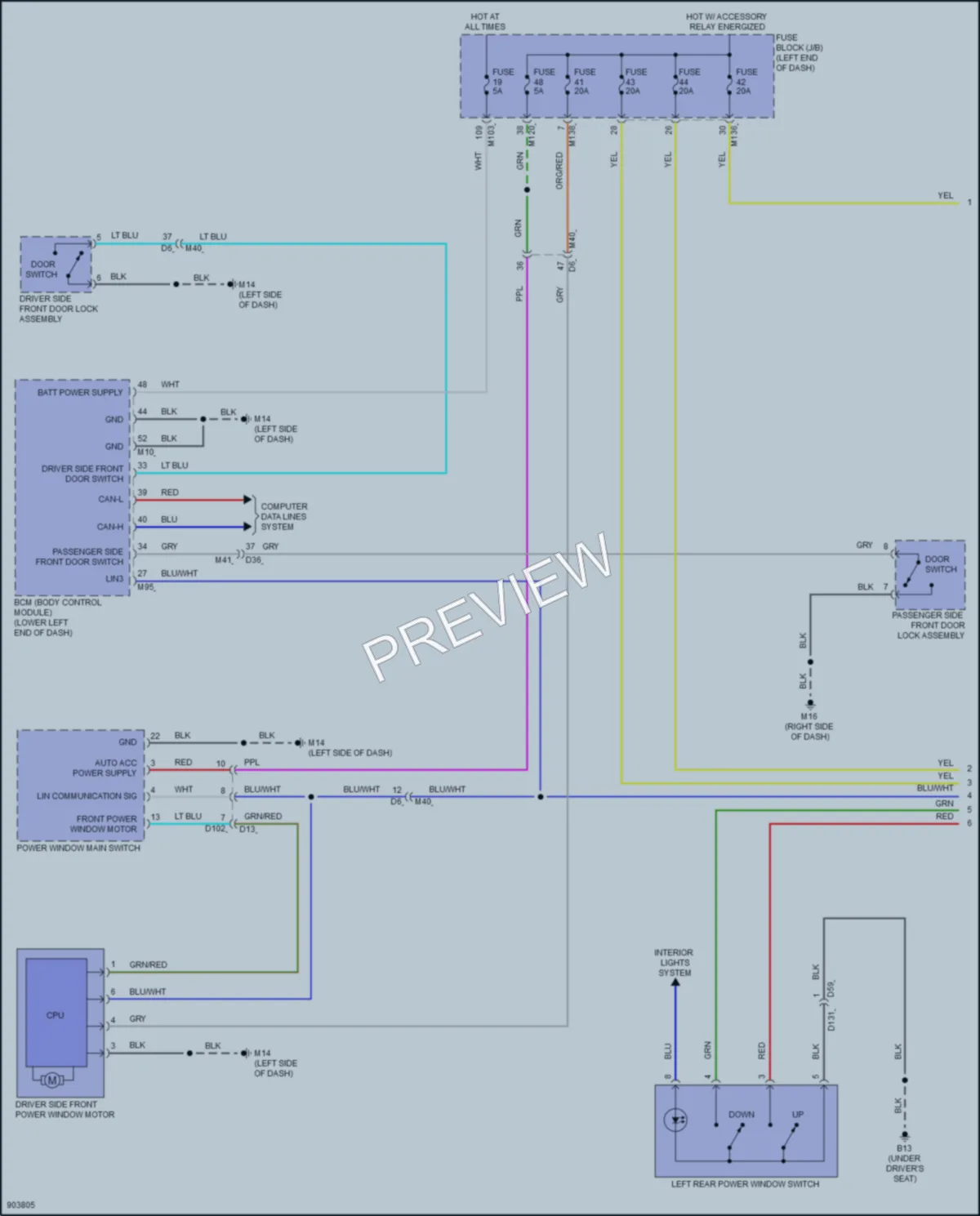 2025 Nissan Armada Power Windows wiring diagram preview