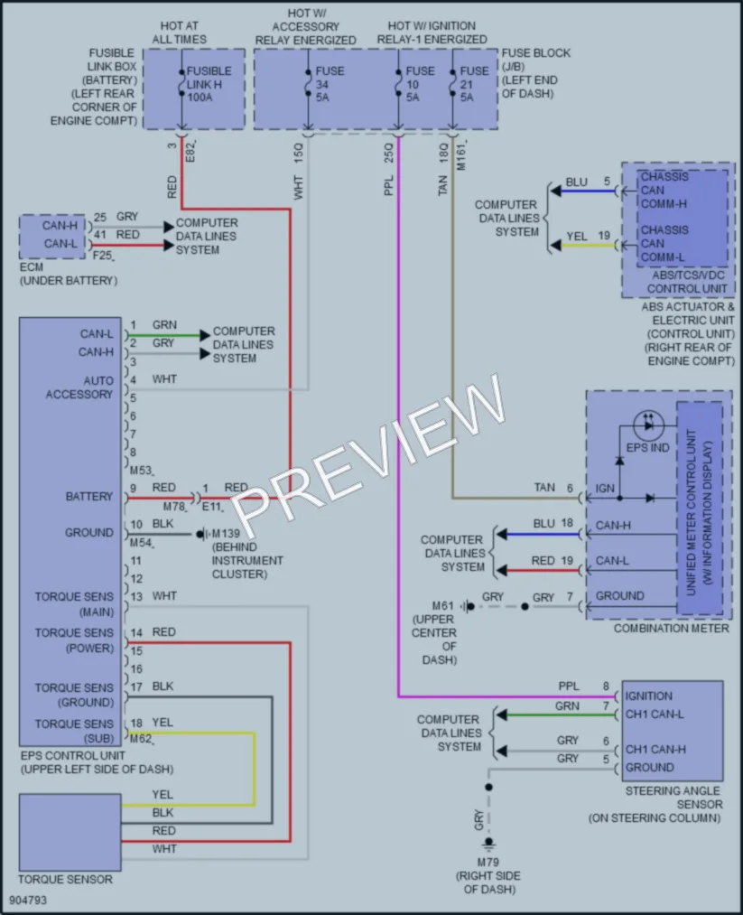 2025 Nissan Kicks Electronic Power Steering wiring diagram preview