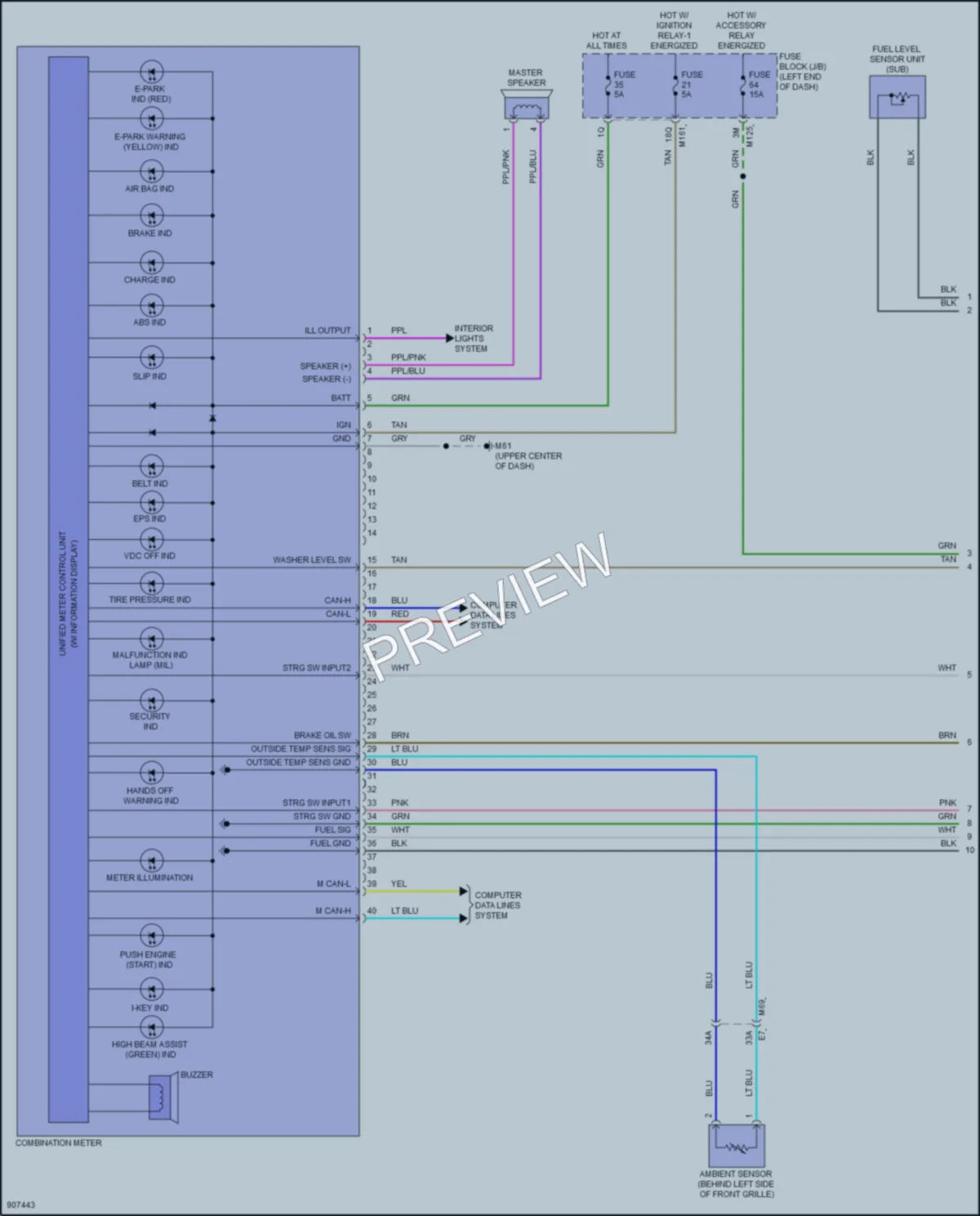 2025 Nissan Kicks Instrument Cluster wiring diagram preview