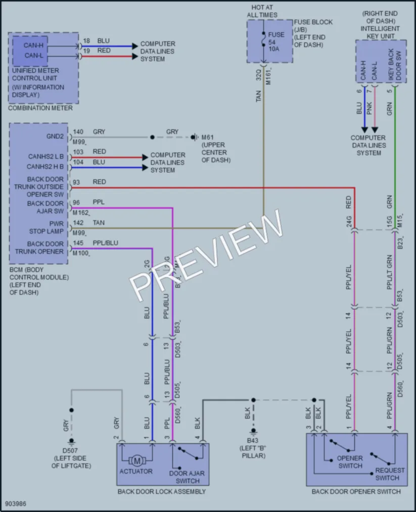 2025 Nissan Kicks Trunk Tailgate Fuel Door wiring diagram preview