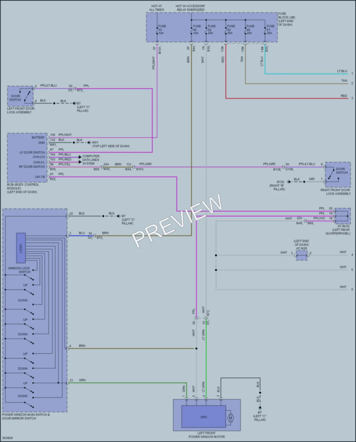 2025 Nissan Murano Power Windows wiring diagram preview