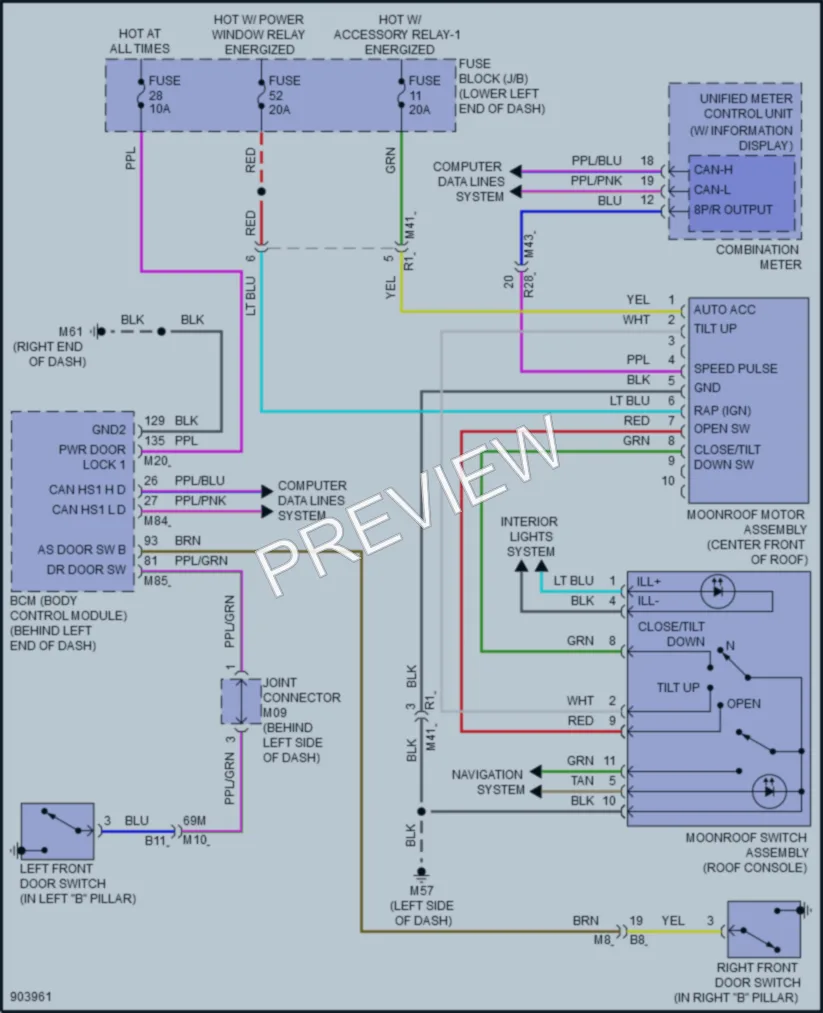 2025 Nissan Sentra Power Top Sunroof wiring diagram preview
