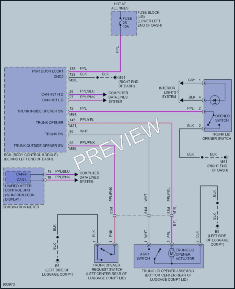 2025 Nissan Sentra Trunk Tailgate Fuel Door wiring diagram preview