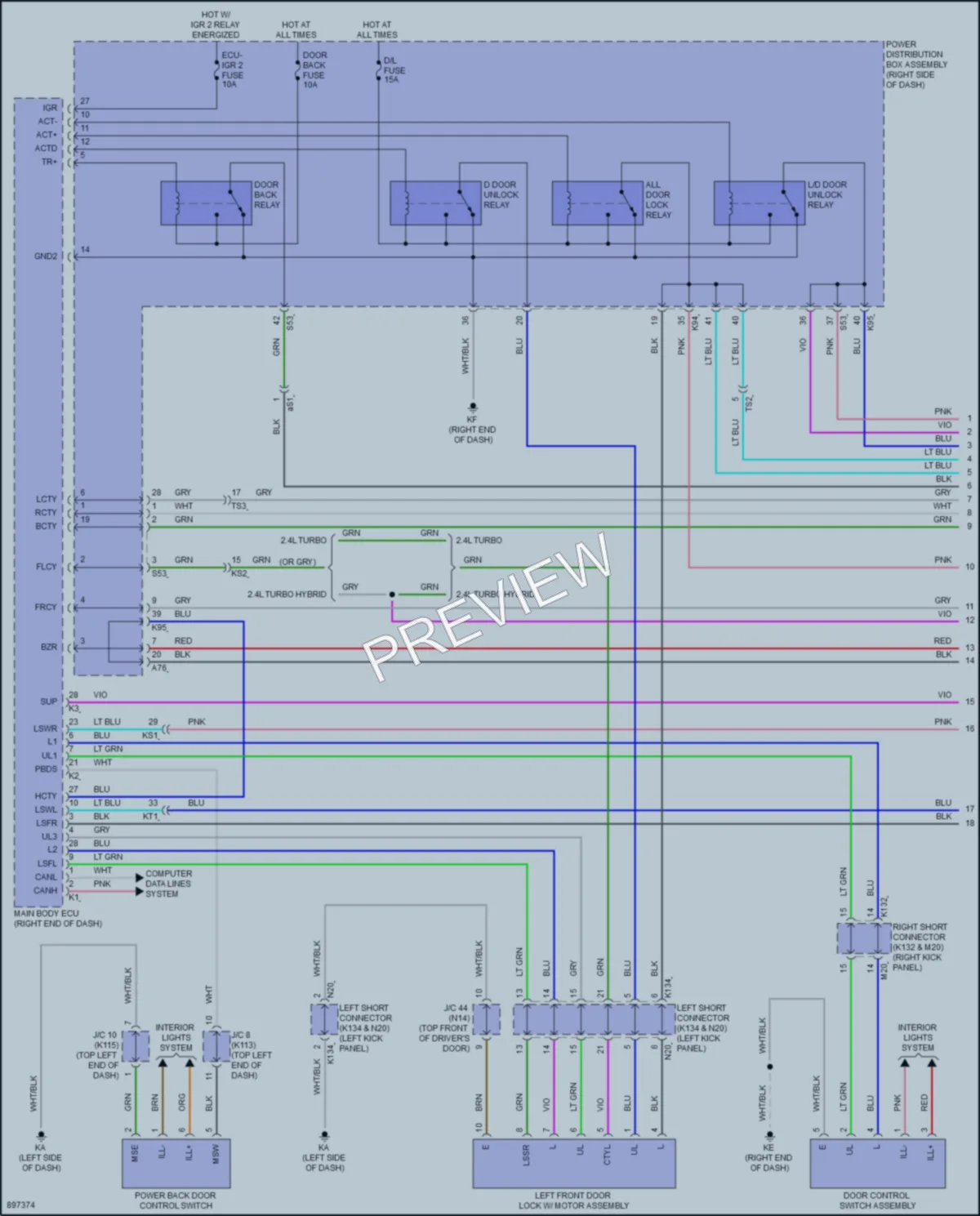 2025 Toyota 4Runner Power Door Locks wiring diagram preview