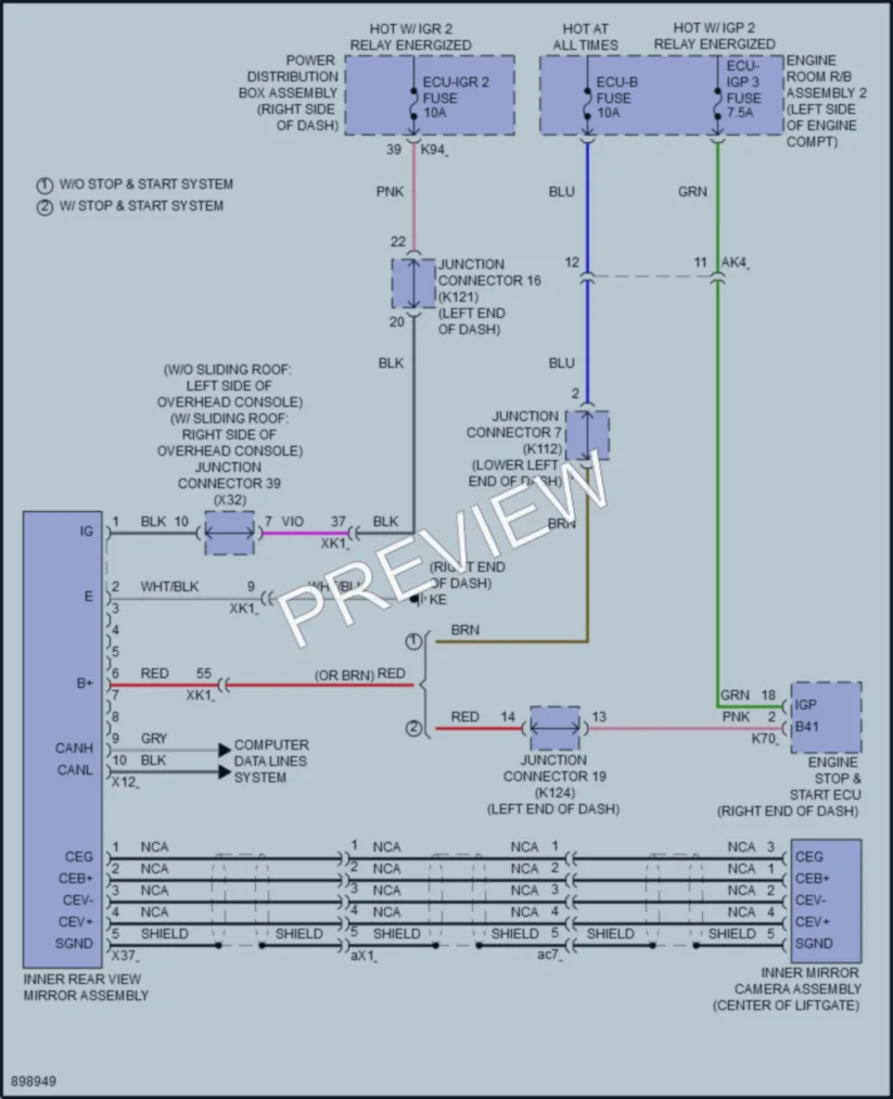 2025 Toyota 4Runner Power Mirrors wiring diagram preview