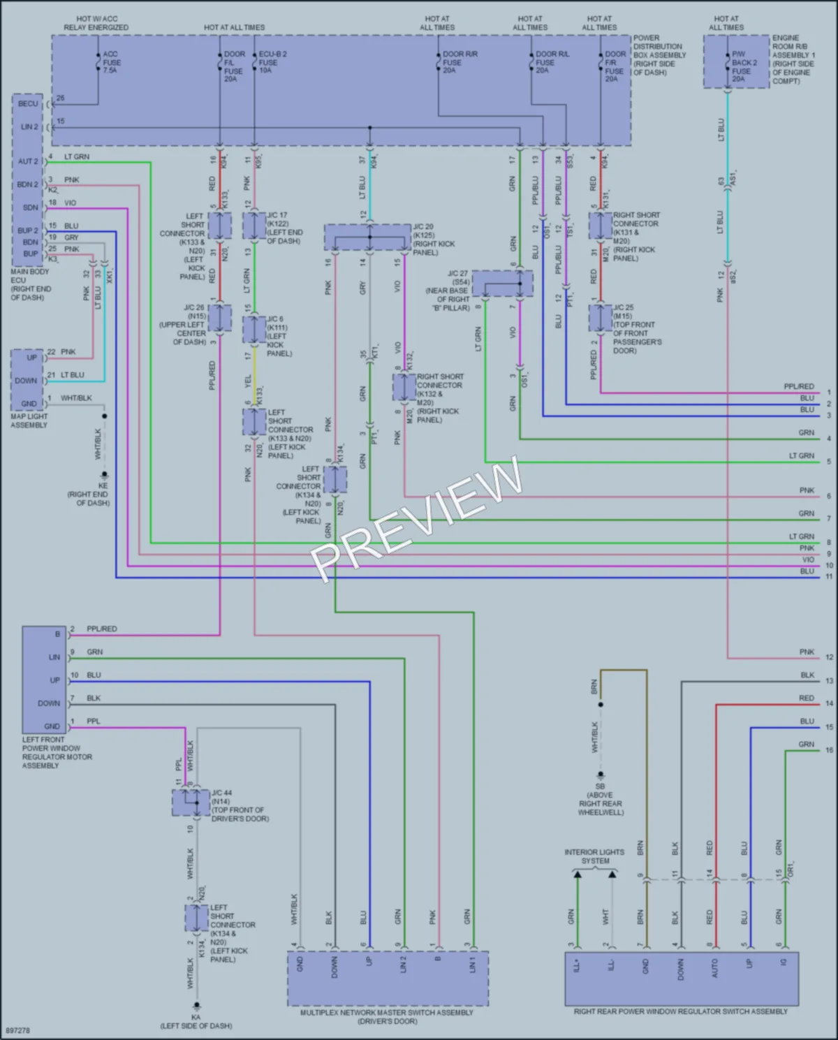2025 Toyota 4Runner Power Windows wiring diagram preview