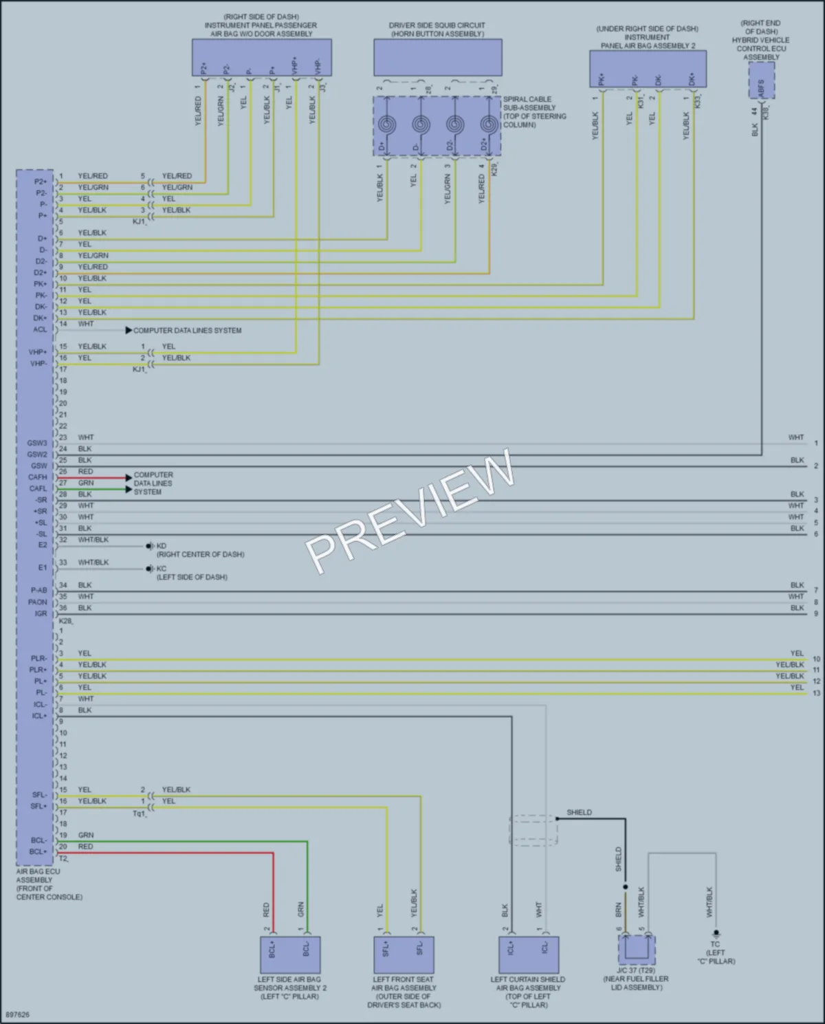 2025 Toyota 4Runner Supplemental Restraints wiring diagram preview