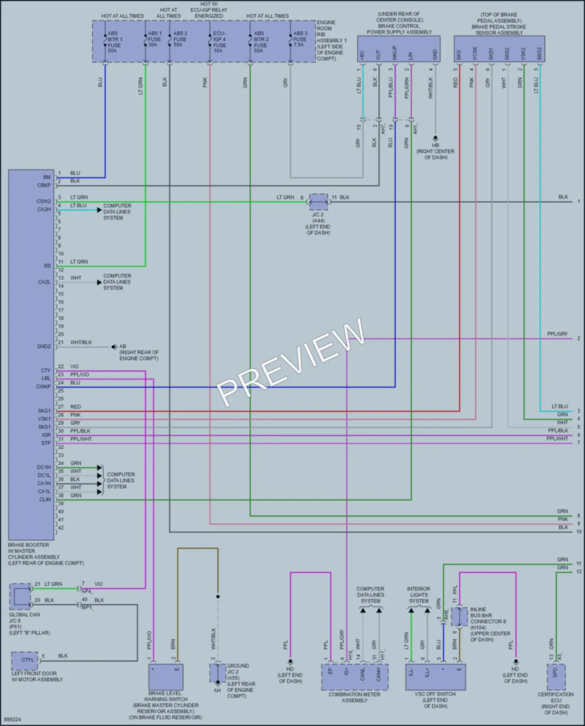 2025 Toyota CamryHybrid Anti Lock Brakes wiring diagram preview
