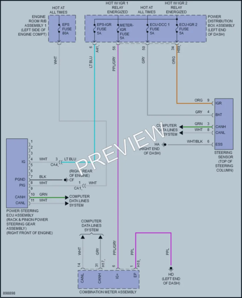 2025 Toyota CamryHybrid Electronic Power Steering wiring diagram preview