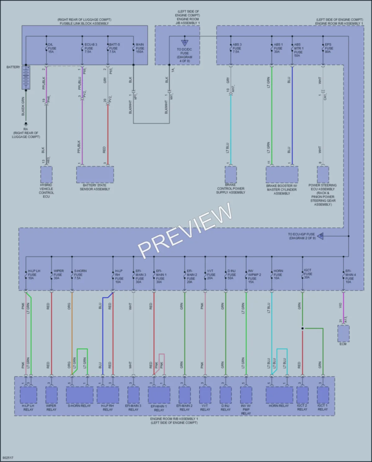 2025 Toyota CamryHybrid Power Distribution wiring diagram preview