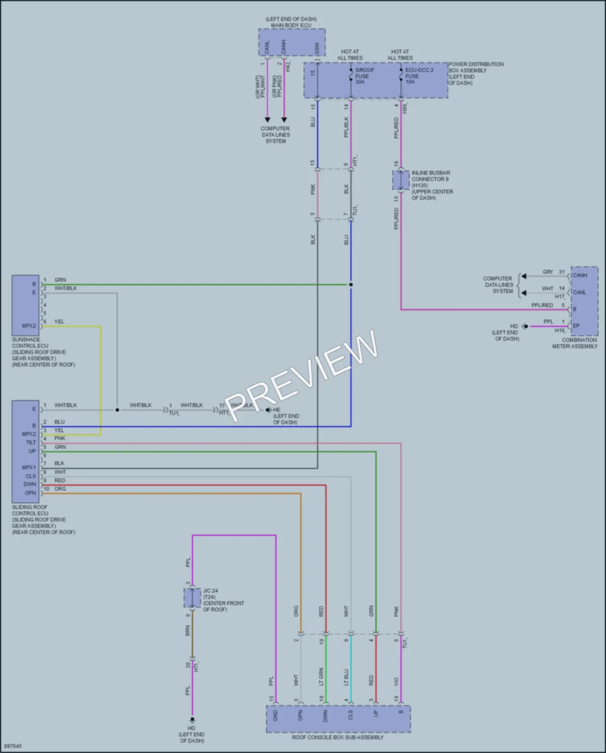 2025 Toyota CamryHybrid Power Top Sunroof wiring diagram preview