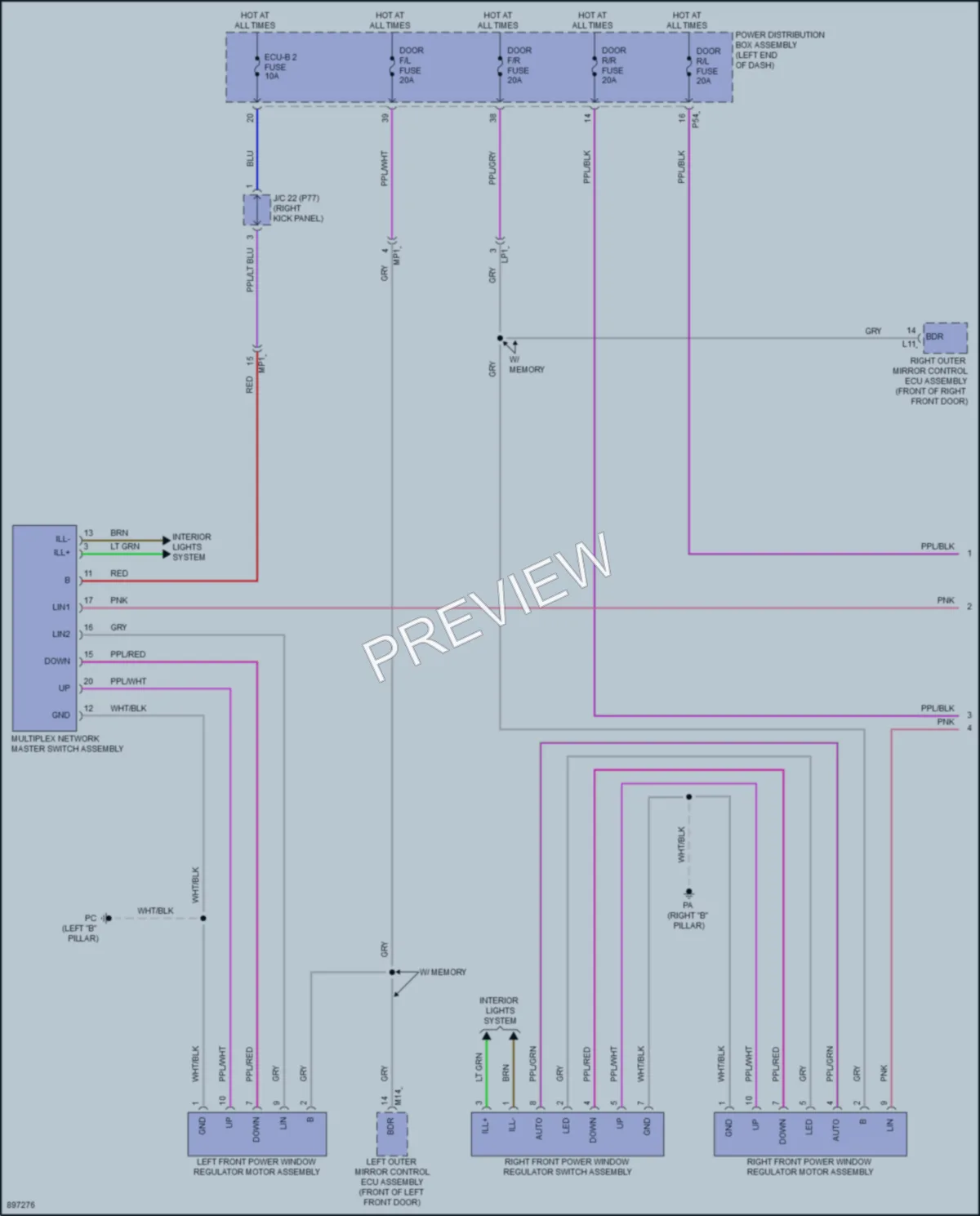 2025 Toyota CamryHybrid Power Windows wiring diagram preview