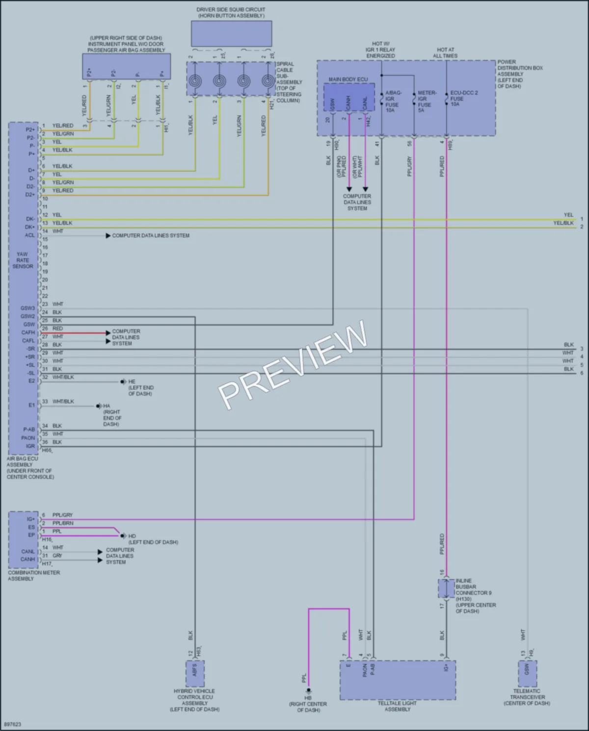 2025 Toyota CamryHybrid Supplemental Restraints wiring diagram preview