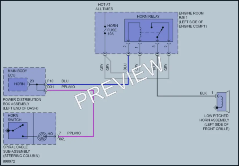2025 Toyota Corolla Horn wiring diagram preview