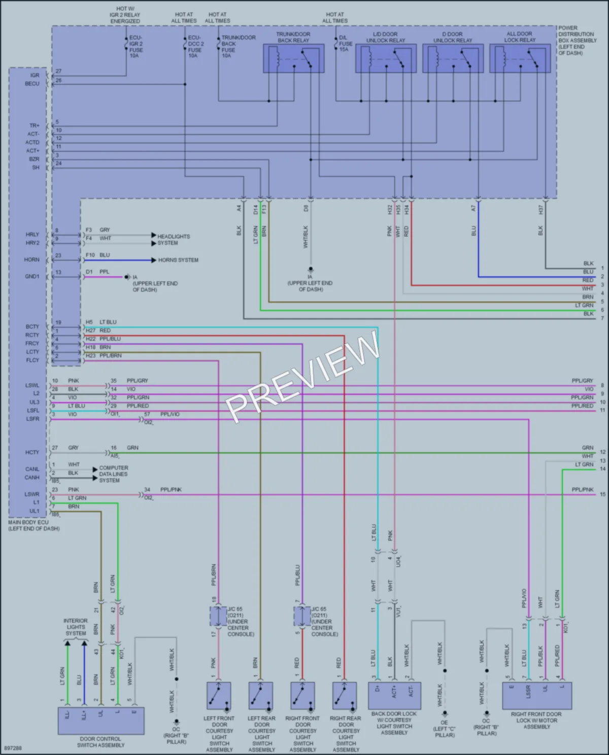 2025 Toyota Corolla Power Door Locks wiring diagram preview