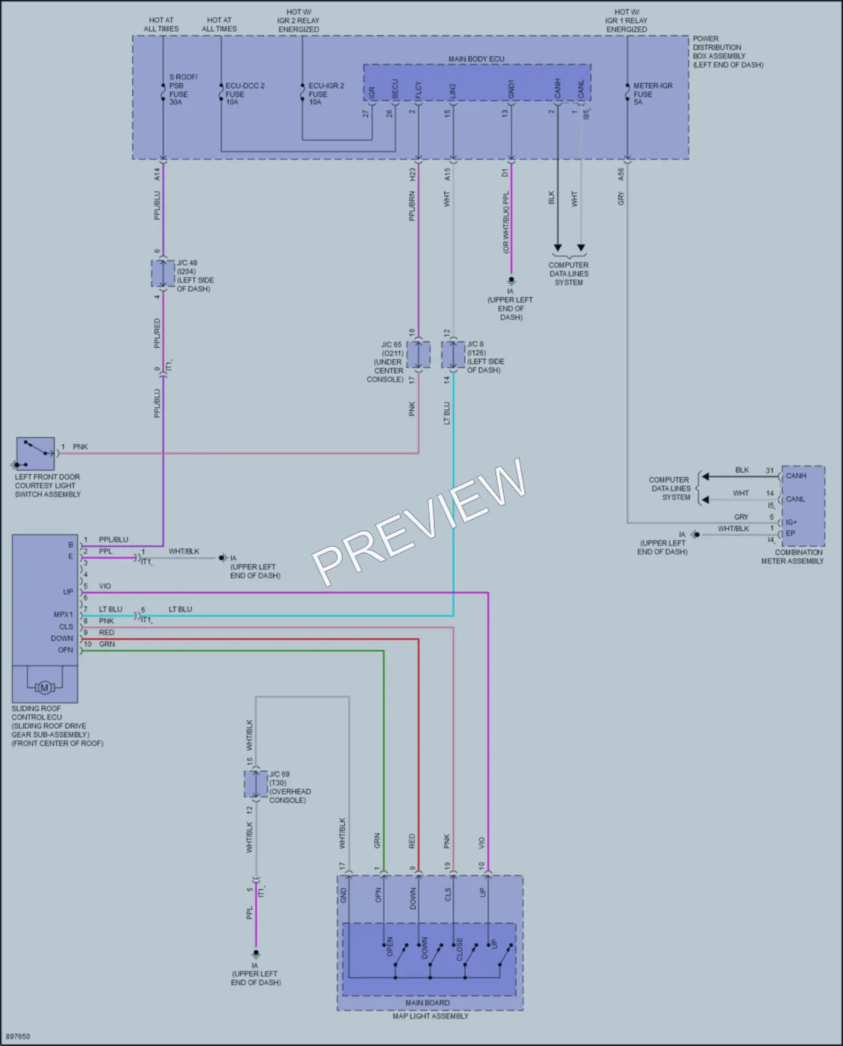 2025 Toyota Corolla Power Top Sunroof wiring diagram preview