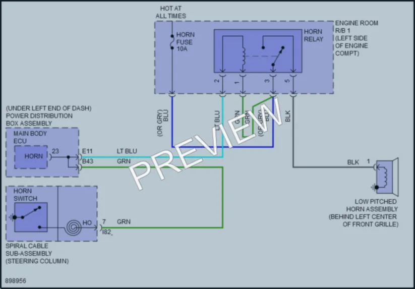 2025 Toyota CorollaCross Horn wiring diagram preview