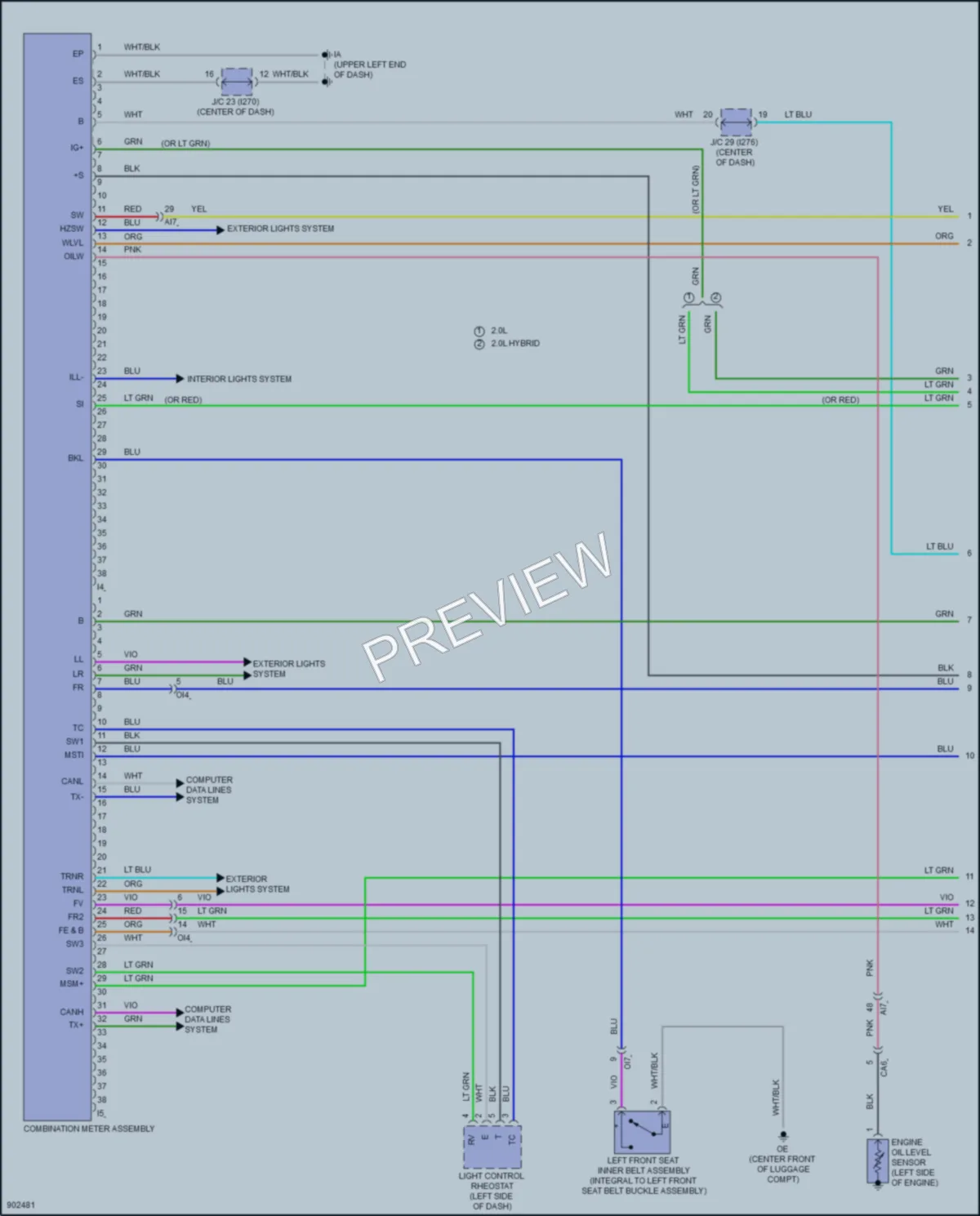 2025 Toyota CorollaCross Instrument Cluster wiring diagram preview