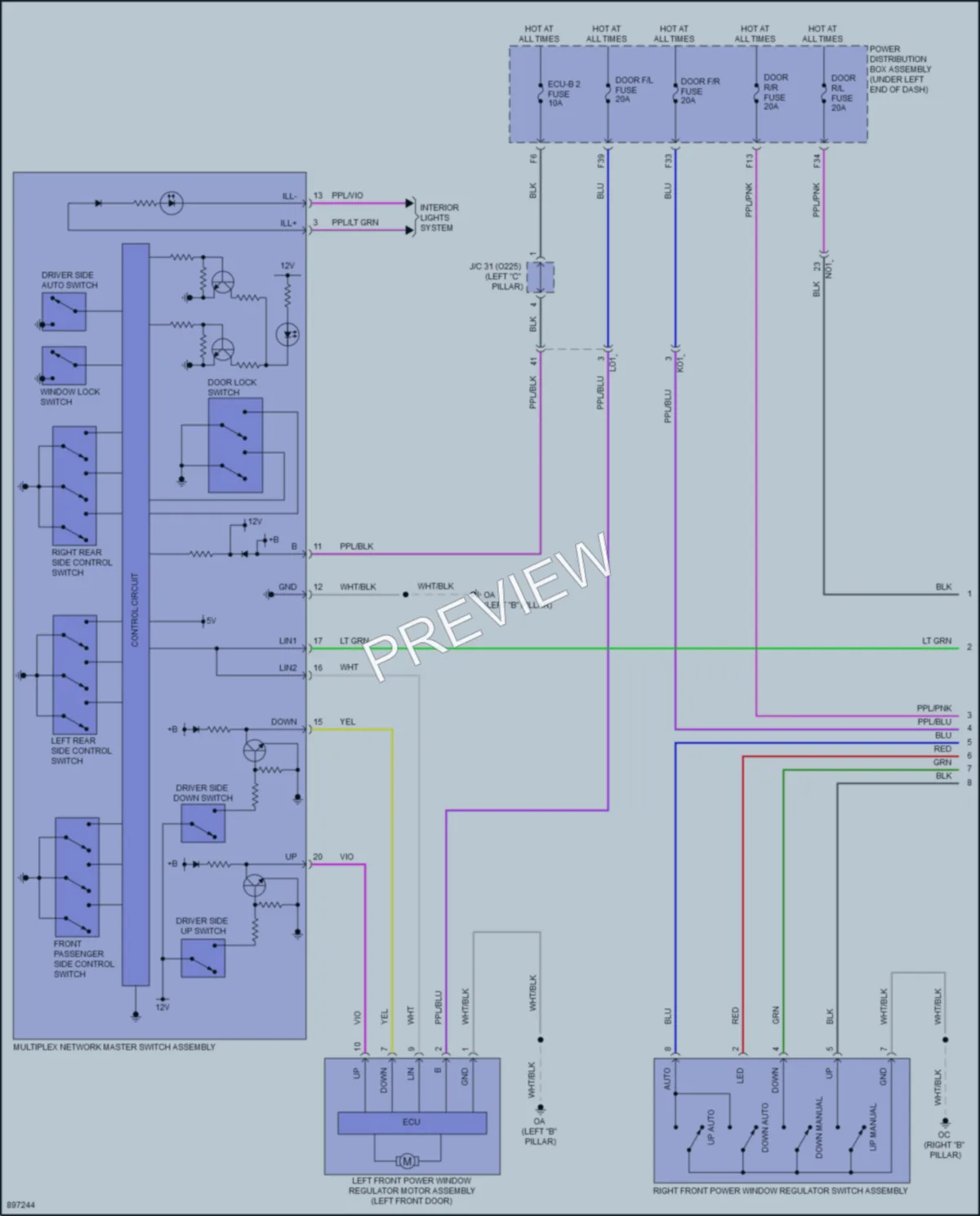 2025 Toyota CorollaCross Power Windows wiring diagram preview