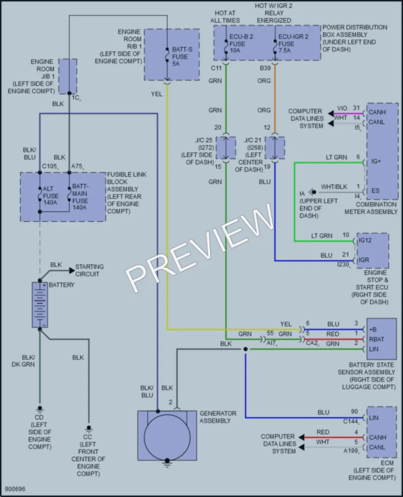 2025 Toyota CorollaCross Starting Charging wiring diagram preview
