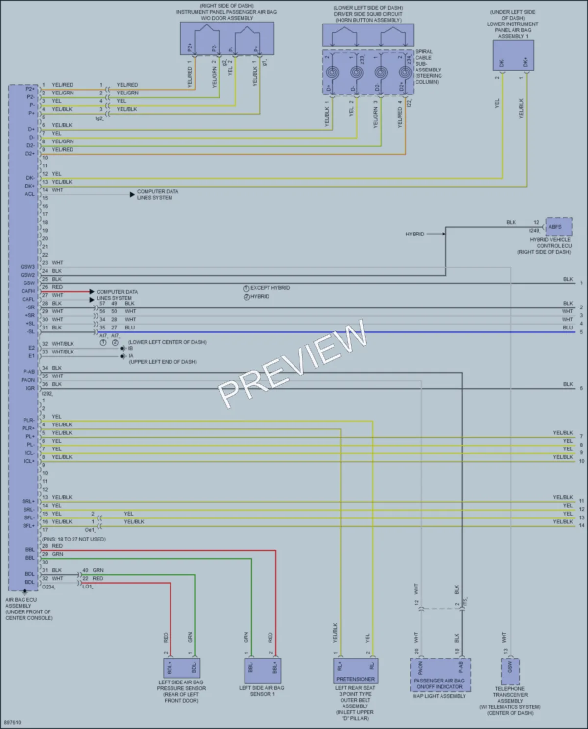 2025 Toyota CorollaCross Supplemental Restraints wiring diagram preview